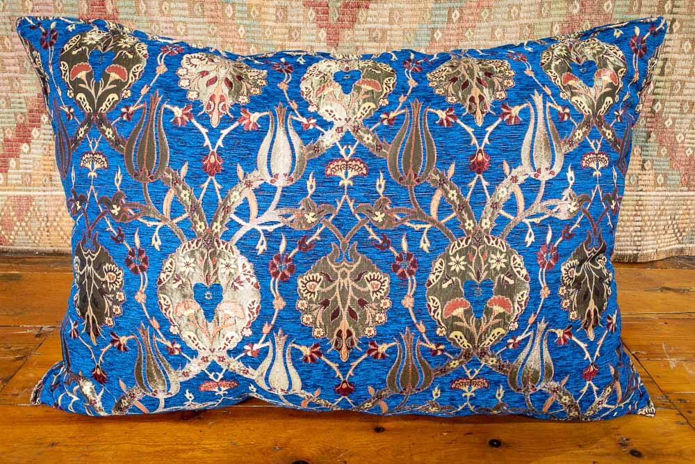 Large Blue Ottoman Turkish Tulip Floor Cushion Cover 69x100cm